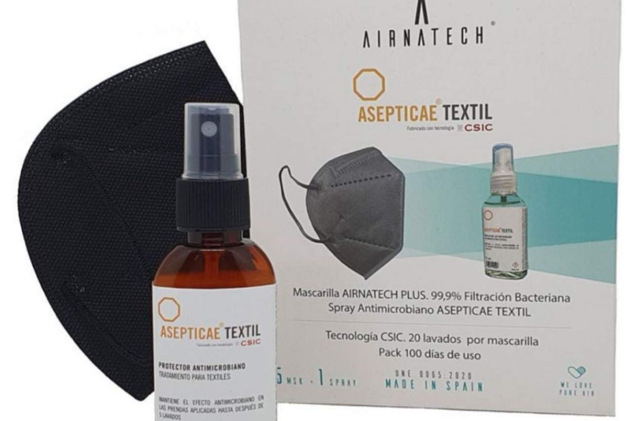 Pack de mascarilla y spray antimicrobiano del Grupo AIRNATECH