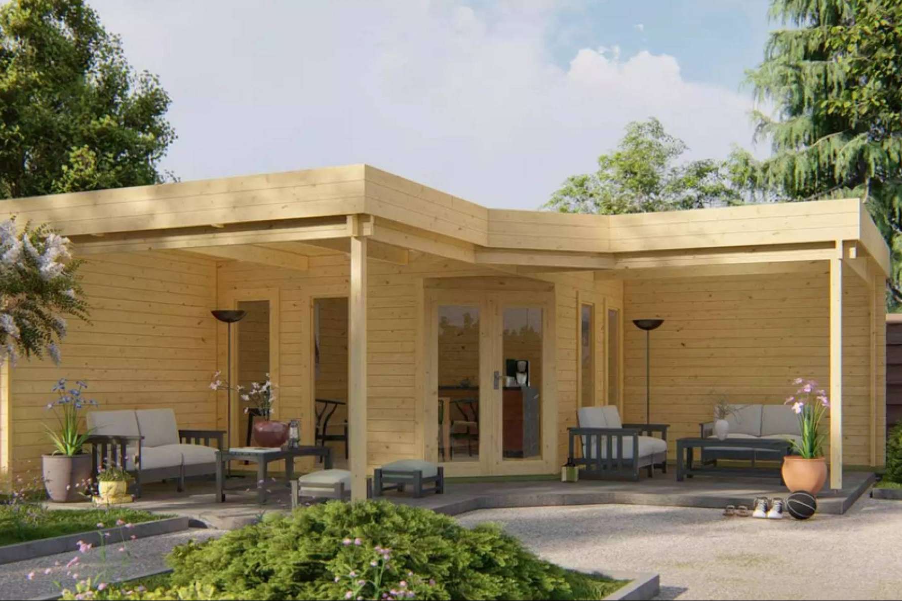 Casas de madera modernas con techos planos en HobyCasa